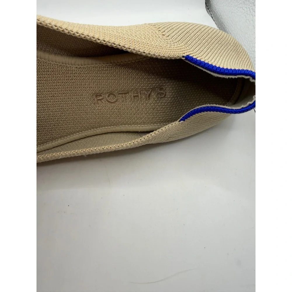 Rothys The Point Sand Beige Knit Pointed Toe Flats Tortoiseshell Sole Womens‎ 8